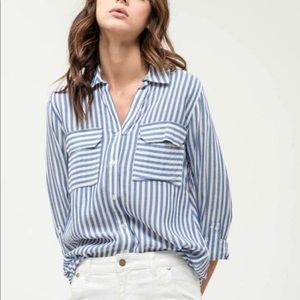 Blue pepper blue striped button down shirt S